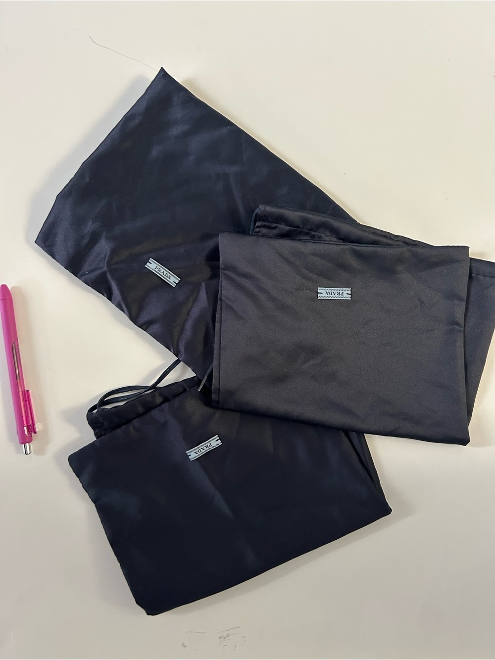 3 Prada Dust Bags Satin Finish
